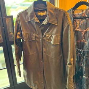 Apparis Dark Brown Faux Leather Jacket